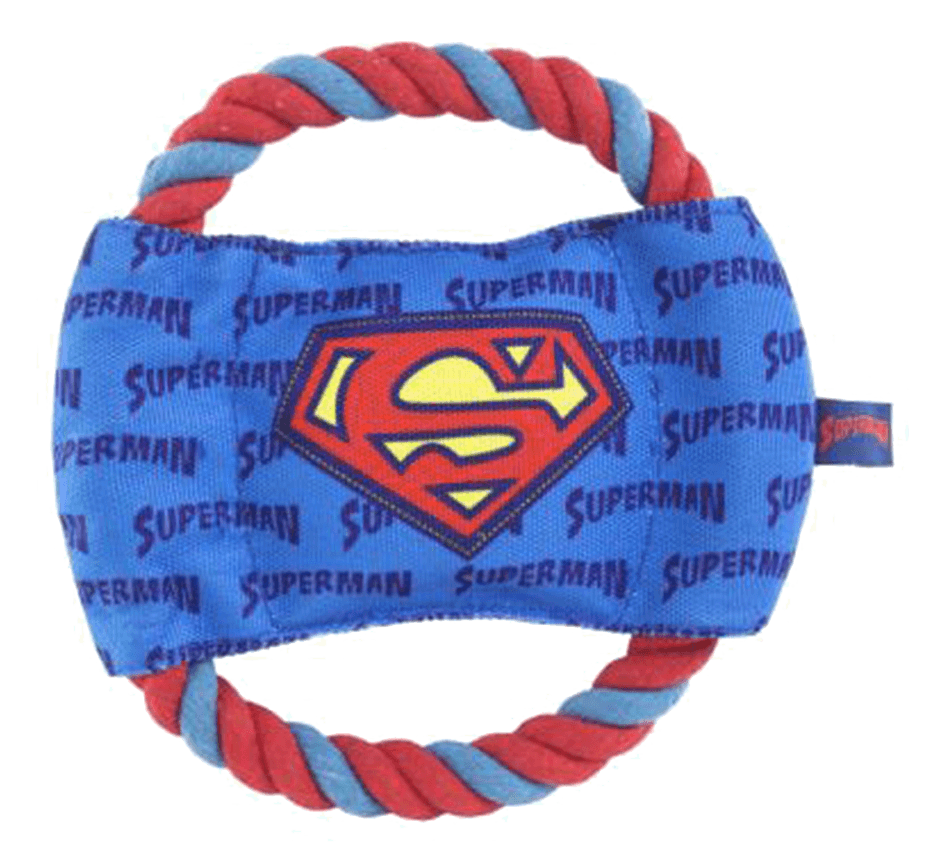 Szarpak Gryzak Superman DC - piszcząca zabawka pleciona dla psa
